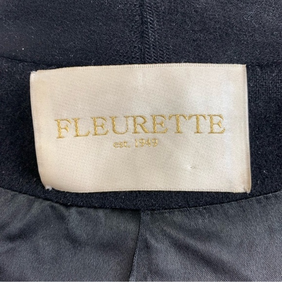 Fleurette Loro Piana Wool Mink Fur Trim Coat Black - Picture 10 of 15